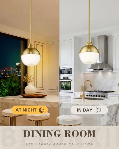 Image of Beionxii 8Inch Gold Pendant Light Fixtures,Mid Century Globe Pendant Lights