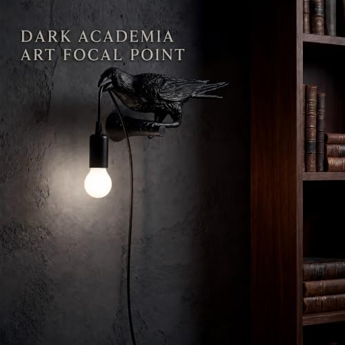 OVANUS Crow Wall Lamp Gothic Decor, Raven Sconce with Dimmable E12 Bulb - image 2