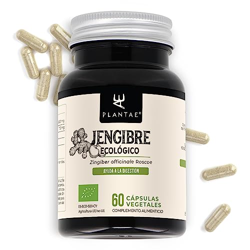 JENGIBRE ECOLÓGICO * Plantae * 60 cápsulas vegetales * 1,5% en gingeroles y sogaoles * Digestión + sistema inmunológico + Salud cardiovascular + Mareos