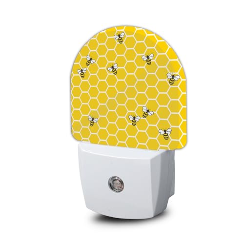 Image of Night Light,Yellow Beehive Bees Night Lights Plug Into Wall for Boys Girls,Lamp for Stairway /Hallway /Bedroom Sleep Friendly
