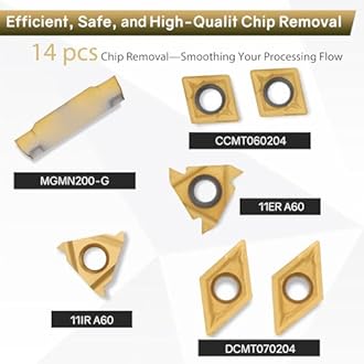 Indexable Lathe Turning Tool 21Pcs Kit 3/8'' 10mm Shank 7Pcs Metal Lathe Tools Holder Set with 14Pcs Turning Inserts for Turning Grooving Threading Boring Carbide Inserts Carbide Turning Tool