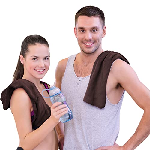 Image of Sassoon Unisex Microfiber Gym Towel in 450 GSM (Set of 2, Cocoa) 40cmX60cm- Fast Drying & Light Weight Ultra Absorbent Sports Towel