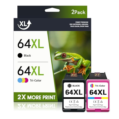 64 64XL Ink Cartridges 2Pack Replacement for HP 64XL Black Color Combo Pack