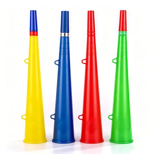 4 Pcs 14 IN Multicolor Plastic Trumpet Stadium Horn Noise Maker for football Sporting Events Graduation Games School Sports Party Supplies Favors Accessories (4)