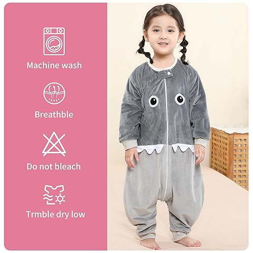 MICHLEY Baby Sleeping Bag Sack Long Sleeve with Feet Winter Swaddle Wearable Blanket for Boys Girls,Shark,3-5Years