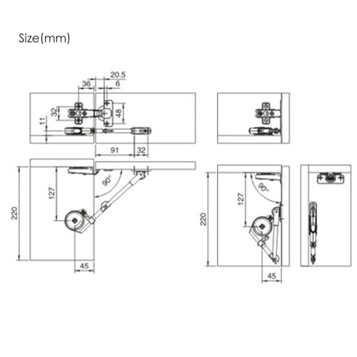 Soft Close Cabinet Hinge, Lid Support Hinge, Slow Close Toy Box Hinge, Pack of 1 Lid Support for Upward Top-Opening Flap Doors, Hydraulic Dampening Hinge