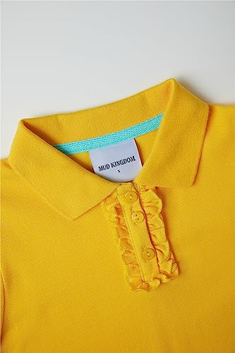 Image of Mud Kingdom Girls Short Sleeve Ruffle Pique Polo Uniform Top Stretch Lightweight