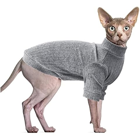 Oslueidy Ropa para Gatos Sphynx con Mangas (XS, Gris Oscuro) Cover