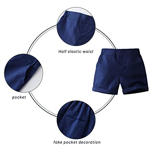 Volunboy Baby Boy Summer Clothes Plaid Button Down Shirt Shorts Sets Toddler Beach Outfits Detachable Bowtie 12 Months to 5T3