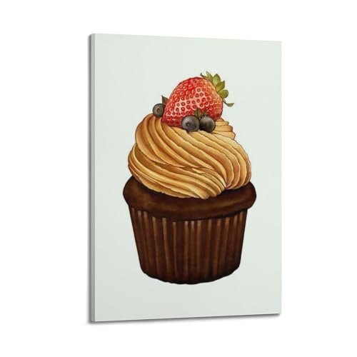 Petits fruits et chocolat poster mural WIZIGM toile avec cadre salon 20x30