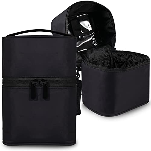 Makeup Brush Organizer Makeup Bag Brushes Set Case 7.5x5.5x4.4 Inch Professional Travelling Brush Pen Pencil Holder Make Up Cup Storage Organizer Case Pencil Pouch Cosmetic Bag (Black)