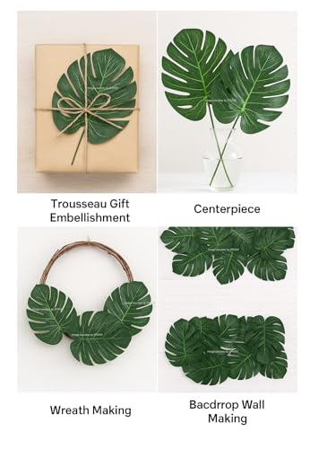 Image of SPHINX Artificial Pine,Cedar,Cypress,Conifer,Eucalyptus Stems /Needles- Faux Greenery Home Decor,Festivals,Trousseau,Gift Packing,Baskets,DIY Crafts & Celebrations- (10, Monstera)