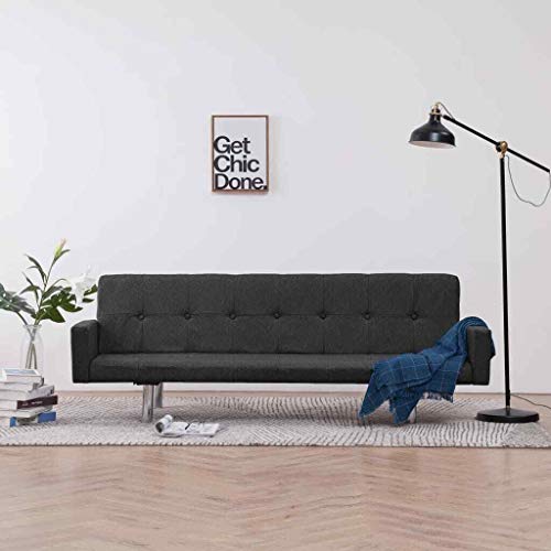 Unik Always Sofa Bed with Armrest Dark Gray Fabric