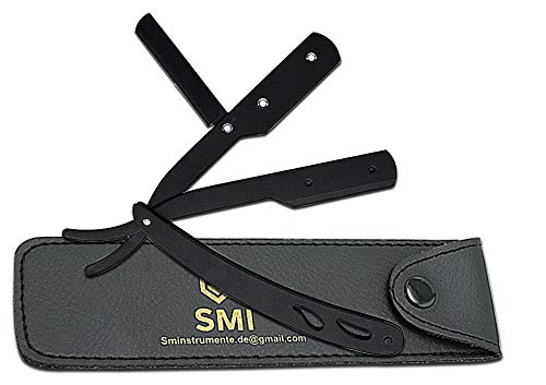 SMI - navaja de afeitar de barbero profesional maquinillas de afeitar barba, Maquinillas de afeitar para hombre, con paquete de 10 cuchillas - acero inoxidable de alta calidad