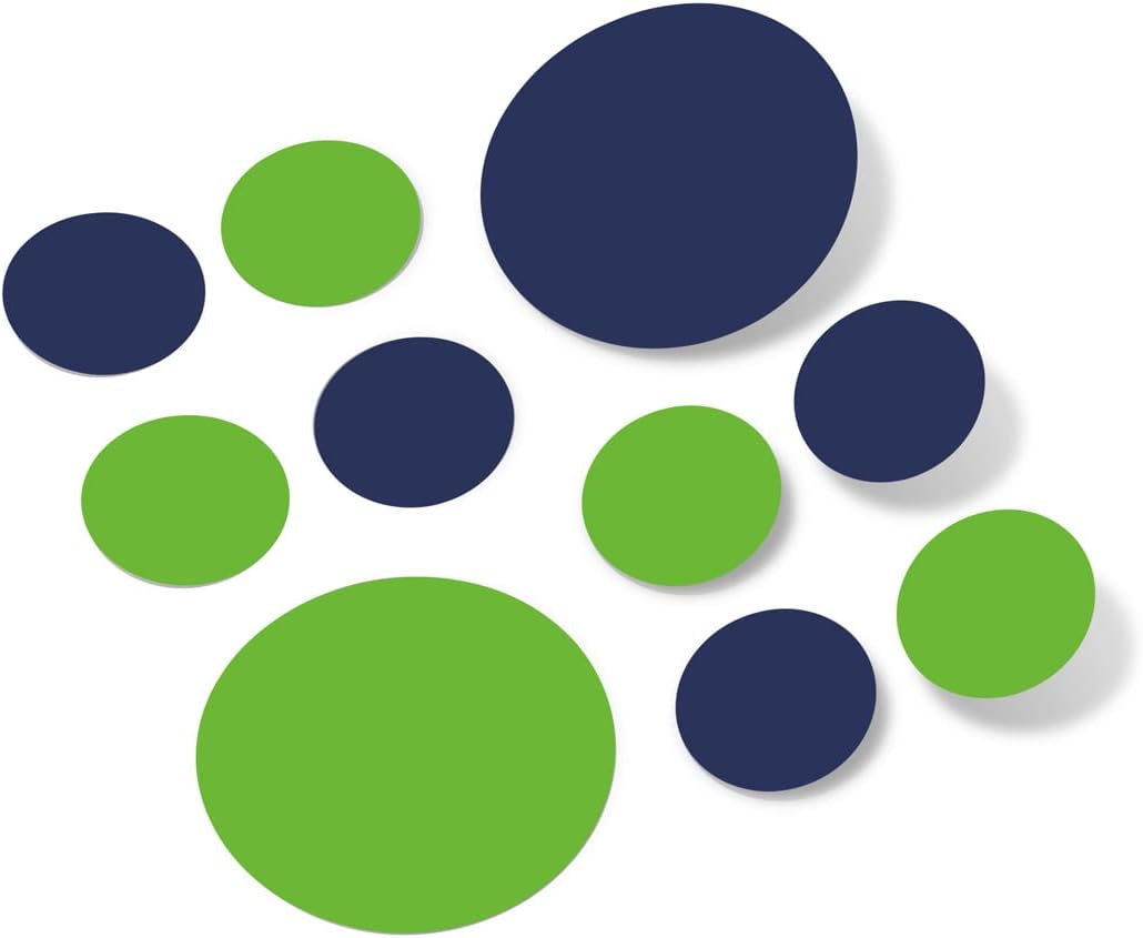 Lime Green/Navy Blue Vinyl Wall Stickers - 2 & 4 inch Circles (60 Decals)