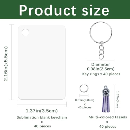 Llaveros de metal con sublimación rectangular para Bricolaje kit de componentes con borlas 7