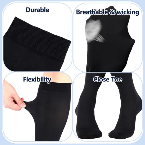 Image of +MD 15-20 mmHg Medical Compression Socks for Men /Women, Lightweight Opaque Knee High Support Stockings