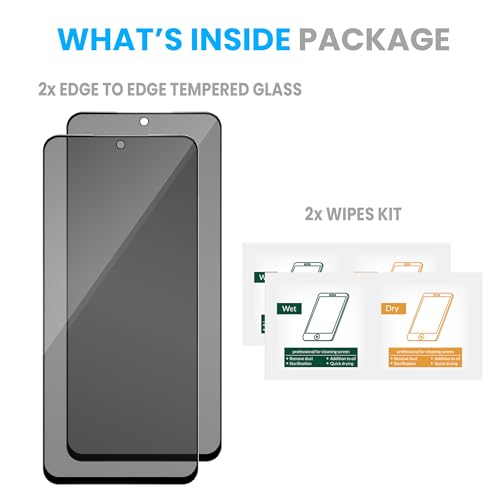 Image of ArmourPro Privacy Tempered Glass Screen Protector Compatible for Realme 13, 12X, 12, Realme 11X and 11 (6.8 Inch) with Edge to Edge Coverage and Easy Installation kit (Pack of 2)