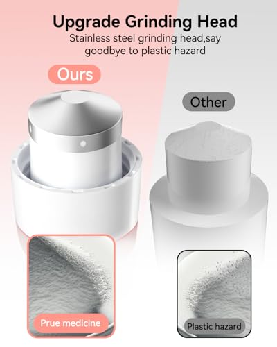 Image of Pill Crusher Fine Powder - Cotatoc 3-in-1 Pill Crusher with Stainless Steel Grinding Pestle, Portable Pill Cutter and Crusher for Elderly and Pets (Pink)