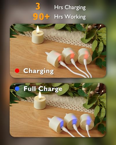 Image of BEICHI 6Pack Rechargeable Flameless Tea Lights Candles with Remote&Timer