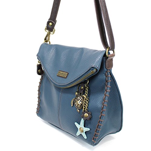 CHALA Charming Crossbody Bag With Flap Top and Zipper or Shoulder Handbag with Sea Turtle Keychain - 9 Colors3