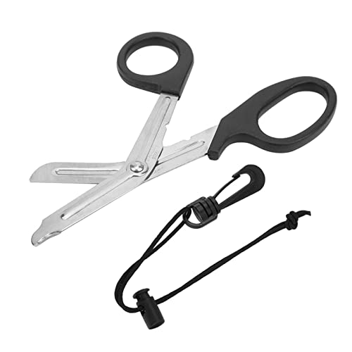 JD-918 Diving Scissors, 420 Stainless Steel Underwater Shears with Safety Hook Anti Loss Rope Multi Purpose Fishing Net Cutter for Scuba Snorkeling Emergency Escape