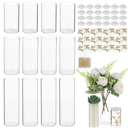 OMISTAR 12 Set Floating Candle Vases for Centerpieces - Including
