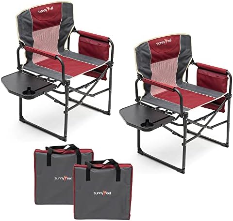 SUNNYFEEL Camping Directors Chair, Heavy Duty,Oversized Portable Folding Chair with Side Table, Pocket for Beach, Fishing,Trip,Picnic,Lawn,Concert Outdoor Foldable Camp Chairs SUNNYFEEL Camping Directors Chair, Heavy Duty,Oversized Portable Folding Chair with Side Table, Pocket for Beach, Fishing,Trip,Picnic,Lawn,Concert Outdoor Foldable Camp Chairs