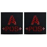 【TERA】 血液型 パッチ ワッペン ミリタリー サバゲ― サバイバル ベルクロ 血液 A B AB O POS 迷彩 (ブラック/レッド A+)