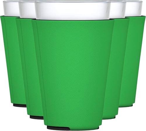 Image of TahoeBay Blank Pint Glass Sleeves, Beer Coolers, 6-Pack, Kelly Green | Insulating Foam Cooler, 16oz Collapsible Tapered Beverage Holder, Bar Cup Insulator for Transfer Vinyl, HTV, Sublimation, DTF