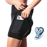Fietsbroek Fietsrok Dames Gewatteerde Gel 5D, Damesfietsbroek 2-in-1, Damesfietsrok met Zak en Hoge Taille, Damesfietsbroek met Binnenbroek(Size :S,Color:Blauw