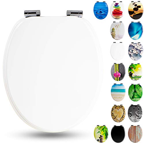 Sedile WC Sinobath In Legno - Universale, Chiusura Soft Close, Motivi Colorati