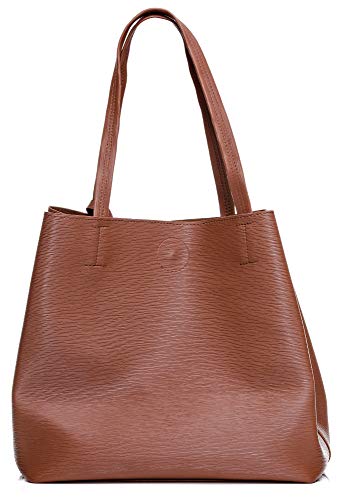 Bolsa Feminina Dhaffy Marrom, Saco, Acompanha Necessarie. cor:marrom;tamanho:G