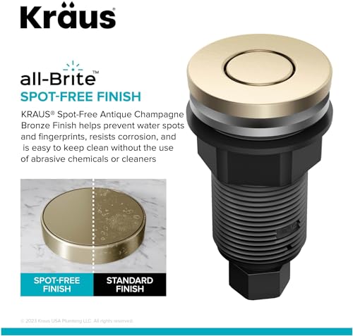 Image of KRAUS Garbage Disposal Air Switch Kit with 2 Flat-Top Push Buttons in Spot-Free Stainless Steel and Matte Black, AC Adapter, Power Cord, and Air Tube Included, KWDA-200MB