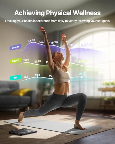 Image of FITINDEX Smart Scale for Body Weight, Scale with BMI, Body Fat, Muscle Mass, Digital, Bathroom, Weighing, Bluetooth, Body Composition Monitor Health Analyzer with App, 400lb, Black