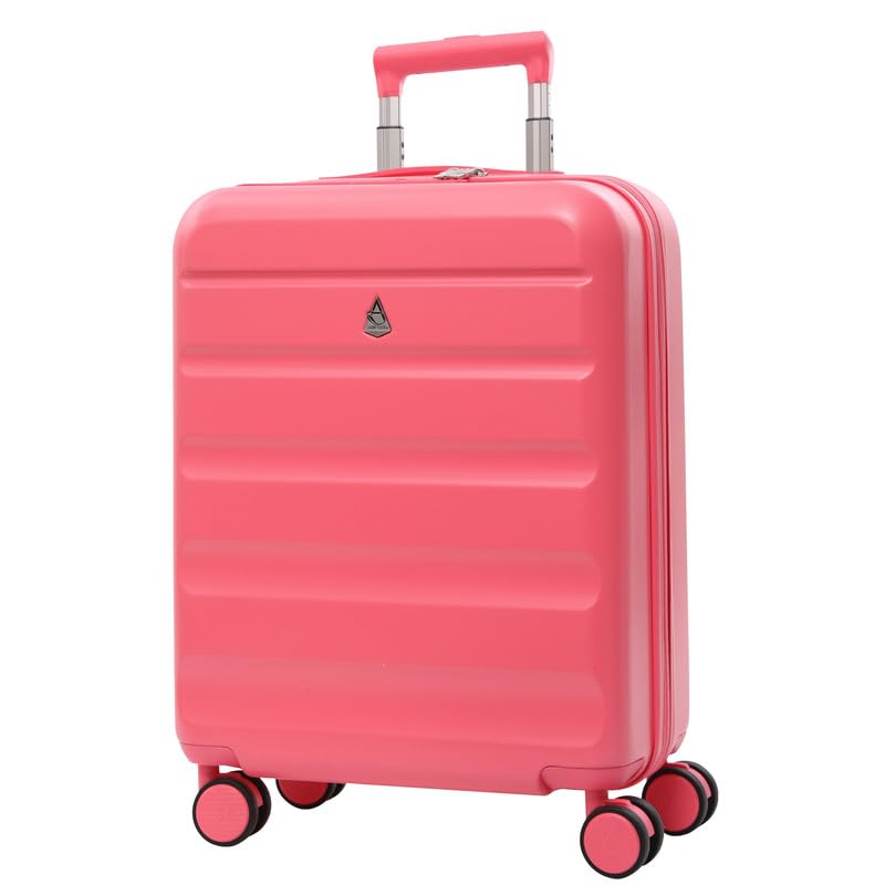 Aerolite Expandable 55x40x20cm to 55x40x23cm Ryanair Priority Wizz Air Priority & More Max Size Lightweight Hard Shell Carry On Hand Cabin Luggage Suitcase 55x40x20 55x40x23 with 4 Wheels (Pink)