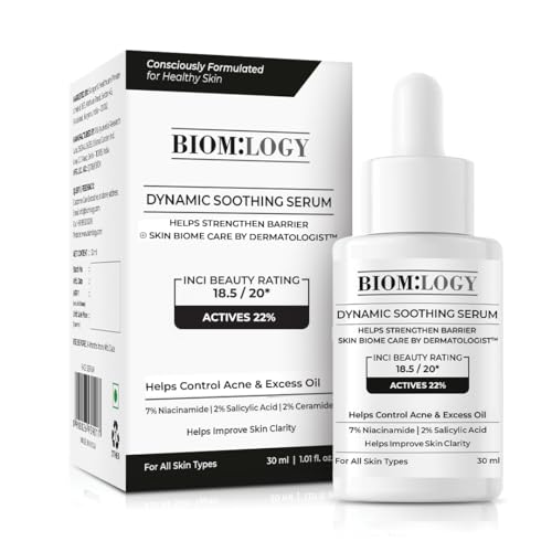 Image of Biomlogy Anti Acne Face Serum 22% Actives with 2% Salicylic Acid, 7% Niacinamide, 2% Ceramide, Prebiotic for Oily & Acne Prone Skin | Controls Excess Oil, Fades Acne Marks, Barrier Care| 30ML
