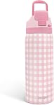 Bouteille d'eau en acier inoxydable isolant botanique avec paille pour le sport et le voyage, 32oz, Cadeaux pour les femmes Filles Amis Adolescents Noël