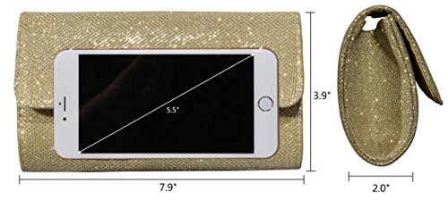 Outrip Women's Evening Bag Clutch Purse Glitter Party Wedding Handbag with Chain (Gold)