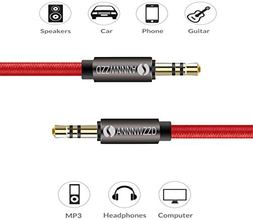 ANNNWZZD AUX Cable [Aluminum Shell, Hi-Fi Sound Quality]3.5mm Nylon Audio Cable Male to Male/Auxiliary Cable/Aux Cord(2M)