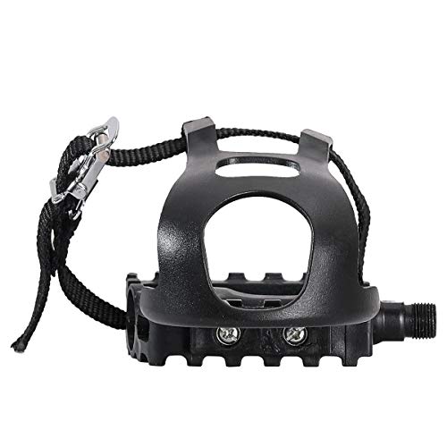 DRBIKE Bike Pedals with Toe Clips/Cages and Straps, 9/16\" PP Bicycle Pedals for Exercise Bike Mountain Bike, 1 Pair