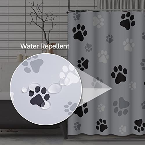 Emvency Shower Curtain Colorful Pawprint Animal Paw Black And Ash Gray Cat Waterproof Polyester Fabric 72 X 72 Inches Set With Hooks #TOP3