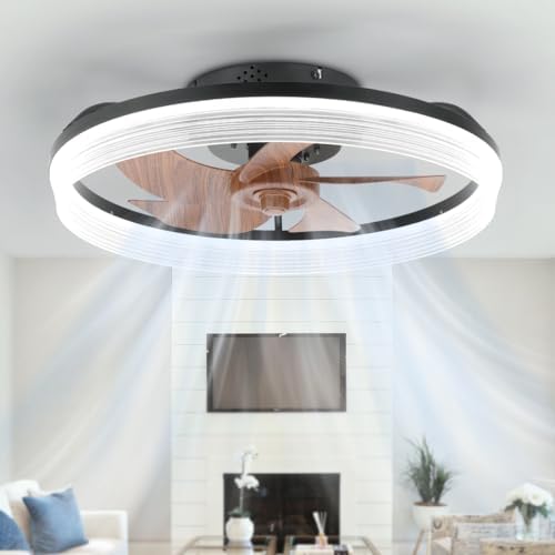 15.7" Flush Mount Ceiling Fan With Light – Remote, 6 Speeds, Dimmable 3-Color LED, Timer, App Control