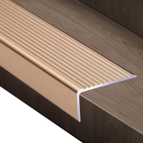 Perfil antideslizante de aluminio para escalera, barra de umbral de varios niveles para bordes de escalera exterior/interior, acabado dorado, 30 x 20 mm