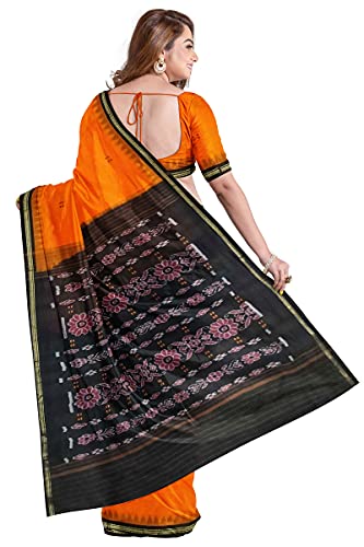 Image of Odisha Sambalpuri Handloom Ikat Women's Cotton Saree, Odisha Handloom Handmade Pure Cotton Khandua Saree, Ikkat Orissa Traditional Handloom Saree Without Blouse