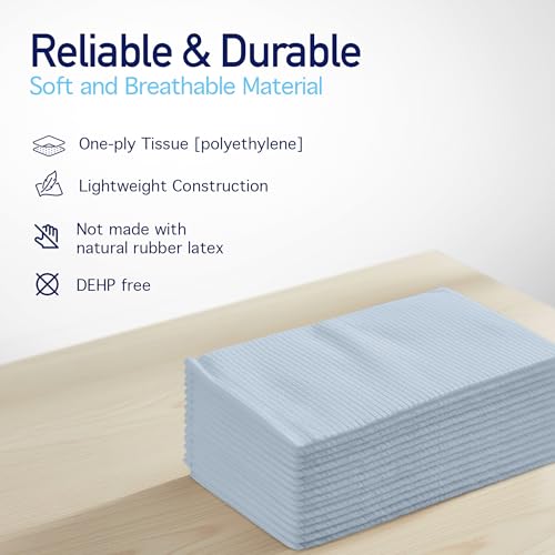 Image of Dynarex Disposable Drape Sheets - 40 inch x 90 inch (Case of 50), Blue, 1-Ply Tissue with PE Layer for Patient Privacy, Exams, and Procedures