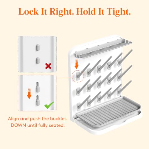 Image of Lifewit Large Baby Bottle Drying Rack 15 Hooks, Newborn Essentials Must Haves, Bottle Storage Organizer for Countertop, Cabinet, Rack Dryer Holder for Pacifiers, Pump Parts, Baby Stuff (Pack of 2)