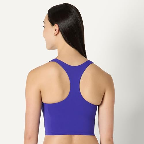 Amazon Essentials Women's Active Total Train Medium Support Racerback Gym Workout Crop Tank with Built-In Bra, Royal Blue, Small - image 3