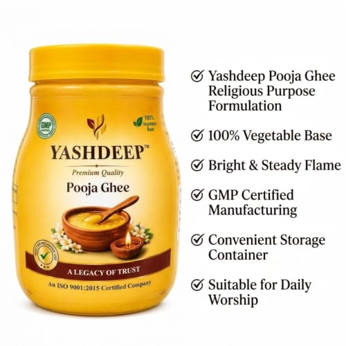 Image of Premium Quality Pooja Ghee 1000 ML | 100% Vegetable Base Religious Ghee for Diya Lighting, Aarti, Havan & Puja Rituals | Long Burning Traditional Worship Ghee for Home, Temple & Festival Ceremonies