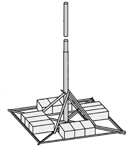 JRM23855 Non-Penetrating Mount with 2.38" OD x .154" Wall x 10' Mast